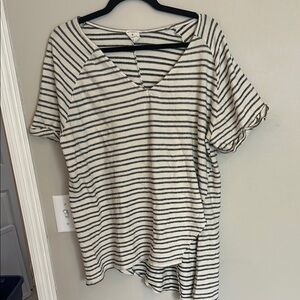 Striped V-Neck Asymmetrical Women's Top